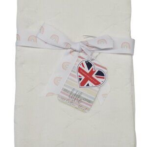 Silvercloud Nursery Knit Cotton Shawl Square White Stars - NEW